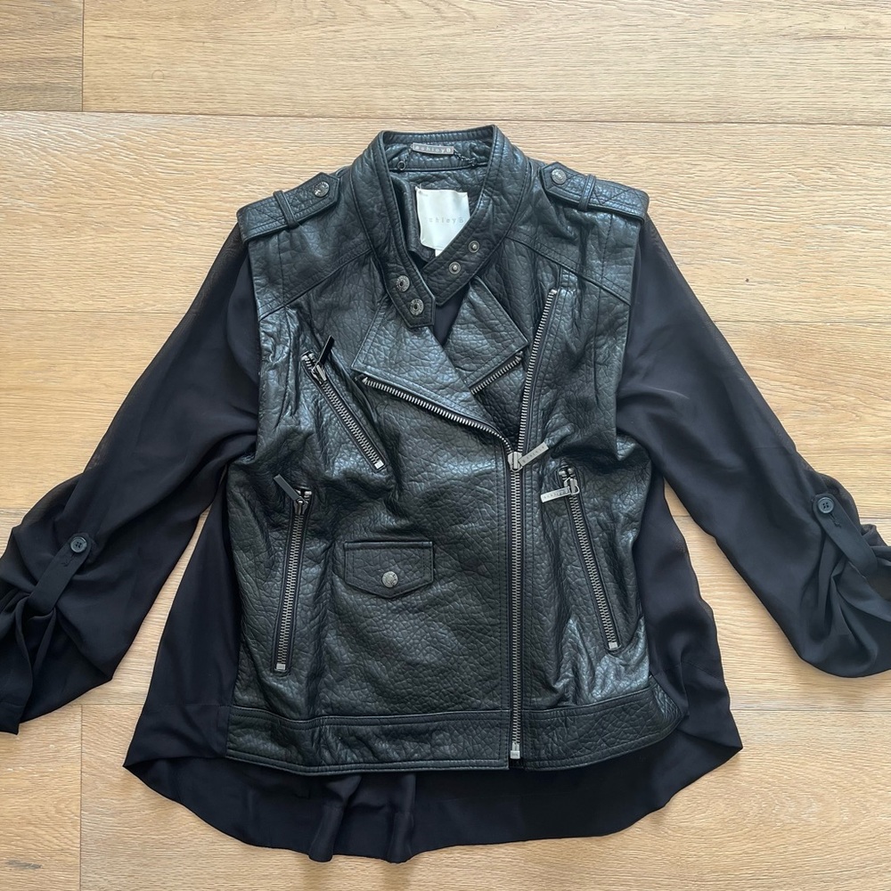 Ashley B pebbled leather 2 in 1 jacket vest